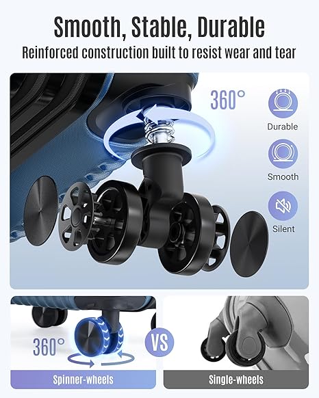 LIGHT FLIGHT Carry On Luggage 22x14x9 Airline Approved, Durable Hard Shell Carry On Suitcases with Wheels, Expandable Hardside Lightweight Travel Luggage with TSA Lock, Royal Blue - Image 4